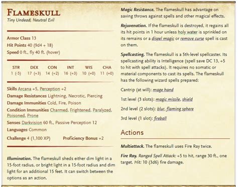 flameskull 5e roll20